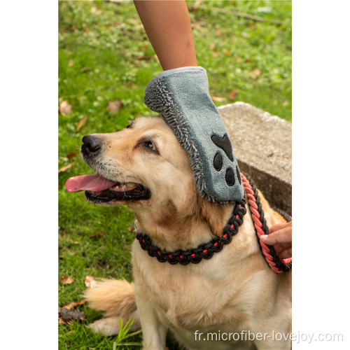 Serviette de bain pour chien en chenille en microfibre à séchage rapide